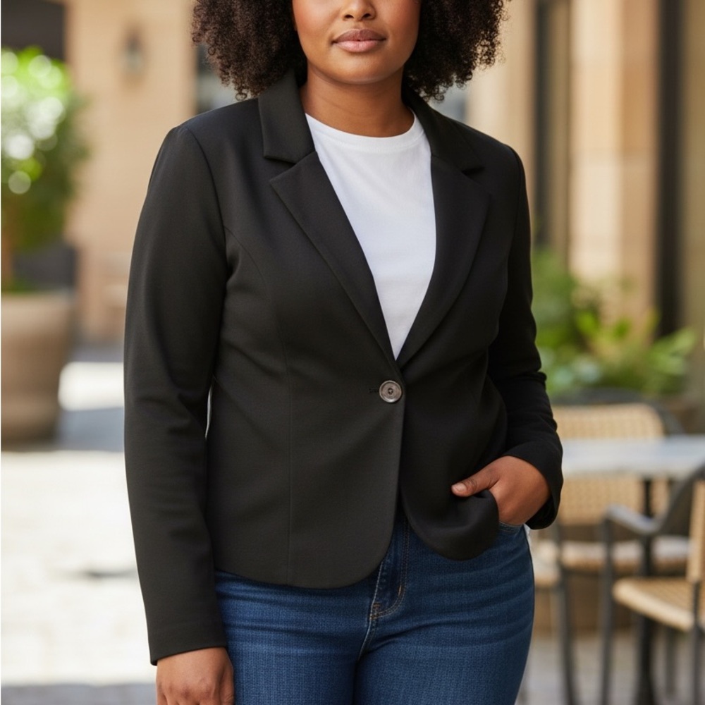 Black Jersey Blazer for Women